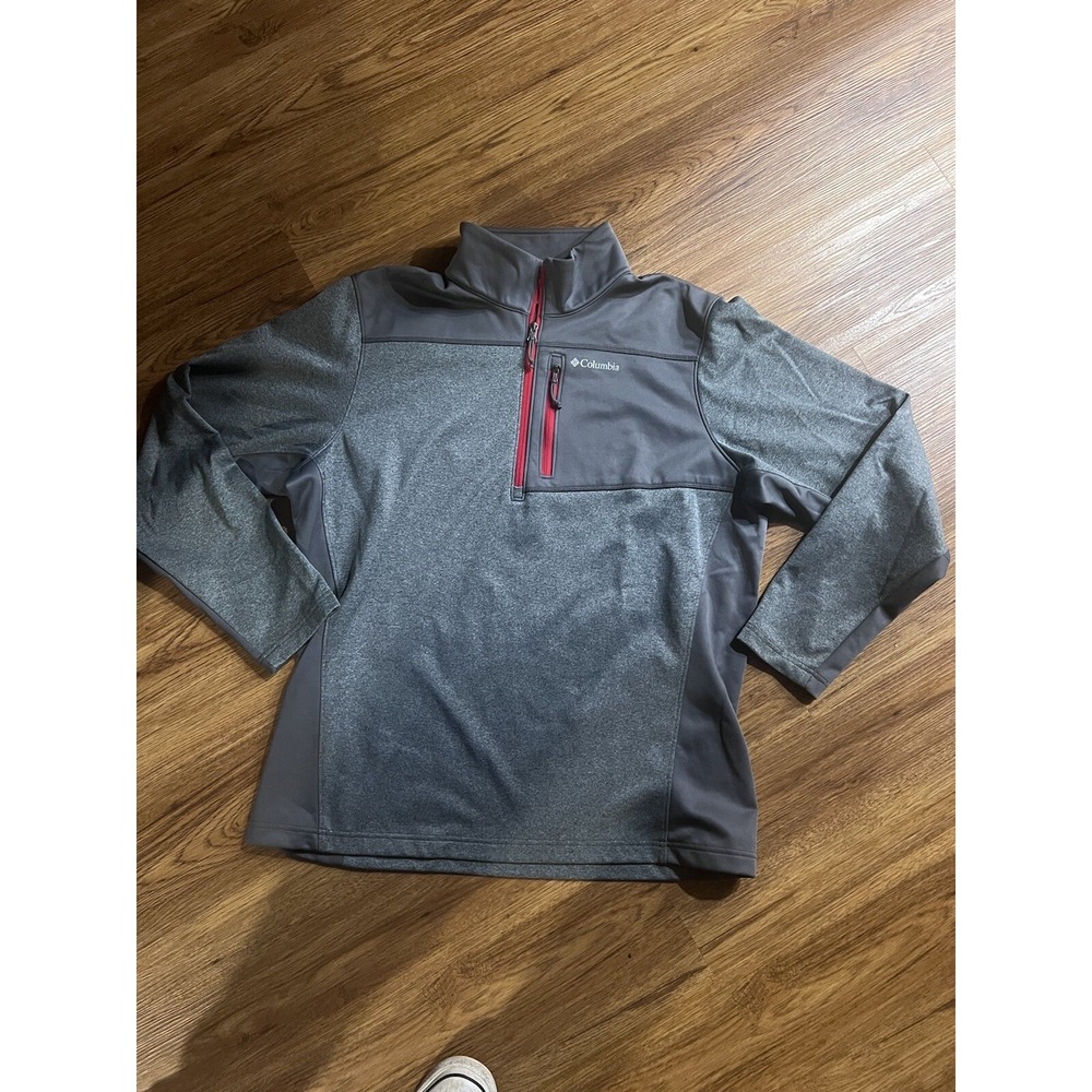 Men Columbia Half-Zip Pullover Sweater Gray Large